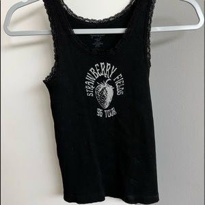 Brandy Melville Strawberry Fields Black Lace Tank Top